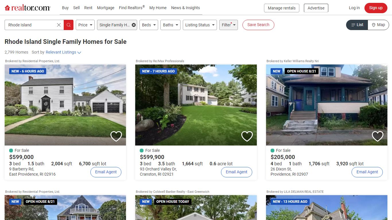 Rhode Island Single Family Homes for Sale | realtor.com®